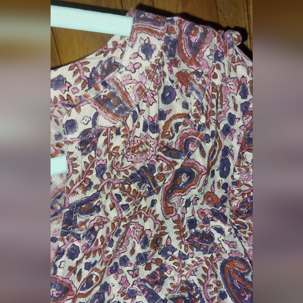 Cleobella Paisley Button-Front Blouse in Mauve and Navy - Picture 11 of 14
